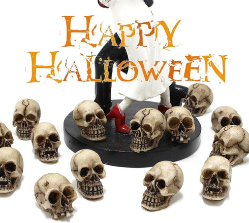 BinaryABC Accessories,20PCS(0.7"x0.39") Mini Skull Figurine Miniature Skeleton Head Table Decor,Halloween Micro