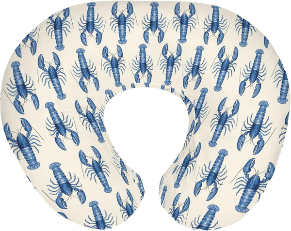 Blue Lobster Baby Nursing Pillow Covers for Boy Girl Nautical Marine Animal