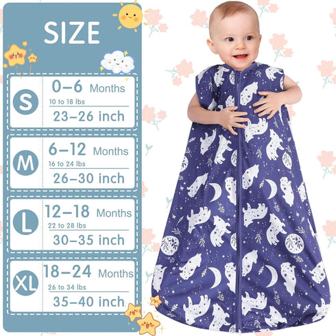 3 Pack 100% 2-Way 0.3. 0-6 BSTOPPT Baby Sleep Sack Rayon Cotton Baby Sleeping Bag Zipper Toddler Wearable Blankets TOG