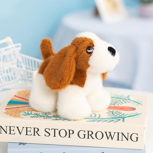 Basset PEACH CAT Hound Dog Stuffed Animal Cute Puppy Plushies Small Plush Toys Gifts for Kids White