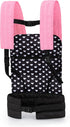 Bayer Design Dolls Carrier, Black and Pink Hearts, Adjustable for Dolls Up to 18", Kids Toy, Ages 3+