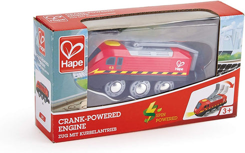 Set, Hape Hand Crank Powered Train | Button Operated, Rechargeable Kinetic Powered Engine and Lights, Kids Toy