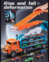 2-Layer Playset 25" 6 3-8 Carrier Truck Transport Toy, Foldable Car Race Track with Track & Metal Cars, Birthday Gift