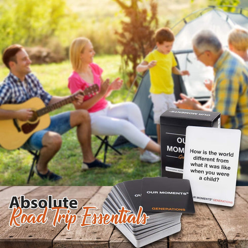 OUR MOMENTS Generations Game - 100 Conversation Starters for Grandparents & Grandchildren, Portable Card Game