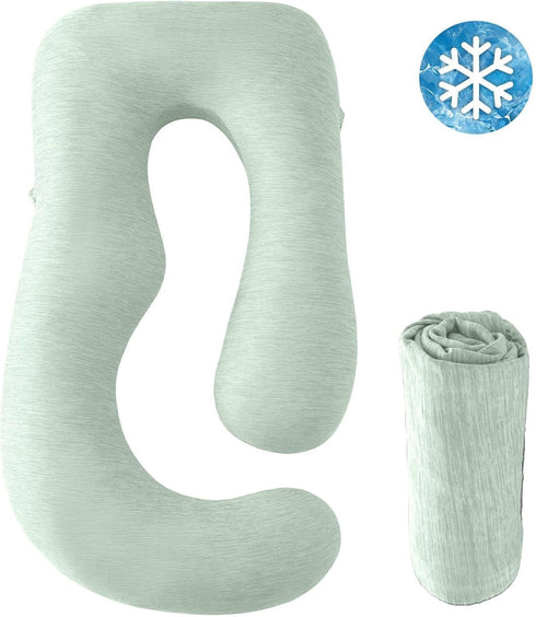 57-inch 55 57 Inch Sasttie Cooling Pregnancy Pillow Cover, U Shaped Pregnancy Pillow Case, Fits to Maternity Pillow