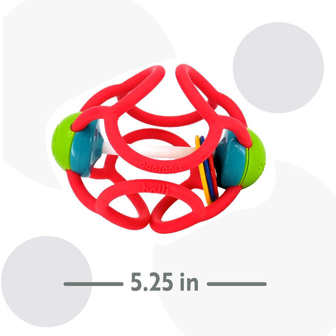 OgoBolli Baby Rattle Toy and Teether Ring, Tactile Sensory Ball for Boys and Girls 6+ Months - Soft Non-Toxic Silicone