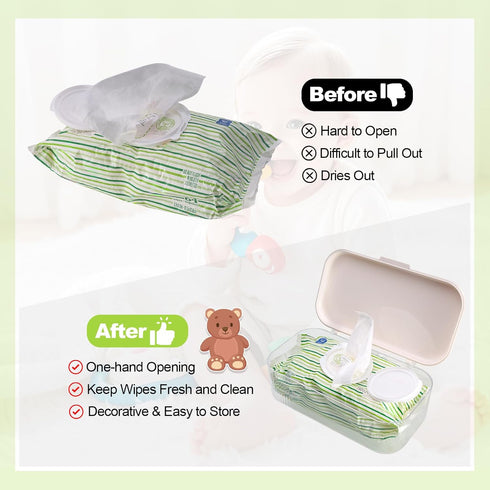 Eiszhjk Pack, Wipes Dispenser Compatible with Huggies Flip-Top Clear Refillable Wipe Container, Reusable Wipe Holder