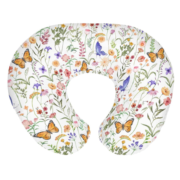 Vintage Wildflowers Butterflies Baby Nursing Pillow Covers for Boy Girl Colorful Spring