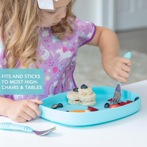 Bumkins Toddler and Baby Suction Plate, Silicone Grip Dish Large Tray for Big Kids, Fits Most Highchairs, Essential