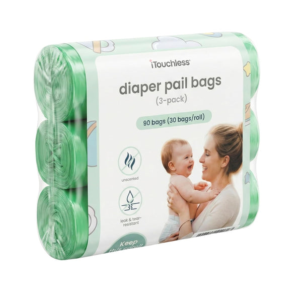 iTouchless Universal Diaper Pail & Trash Can Refill Bags (90 Count) -