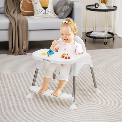 Generic 4-in-1 2-Position 3-Point 6-36 HOMGX Baby Highchair, Convertible High Chair w/ Adjustable Tray, Safety Harness