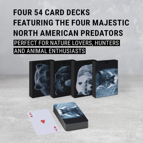 North American Predators Playing Cards, Waterproof Stylish Playing Cards with Organizer Box for Collectors and Game