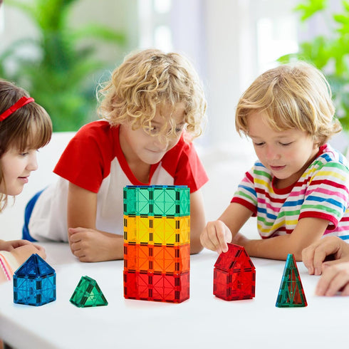 Set,60 Set FNJO Magnetic Tiles, Magnet Building PCS Building Blocks STEM Preschool Montessori Toy for Kids Boys Girls