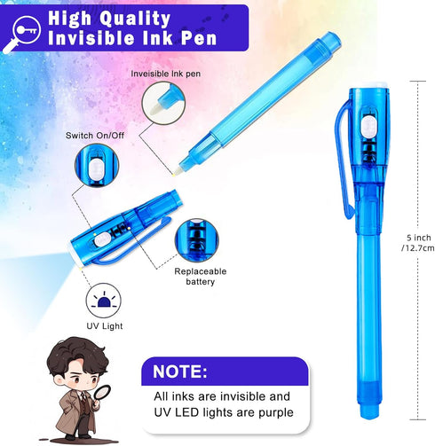 Invisible Ink Pen,28 PCS Upgraded Spy Invisible Ink Pen with UV Light Magic Marker for Secret Message Escape Room and Kids Christmas Goodies Bags Toy,Spy Pen Party Favors for Kids 8-12 by EODVICS