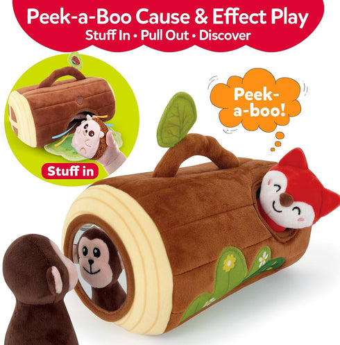 CuteZone 6-12 Set Baby Toys Months, Stuffed Animals for Babies, Soft Plush Forest Sensory Toy with Rattle, Crinkle