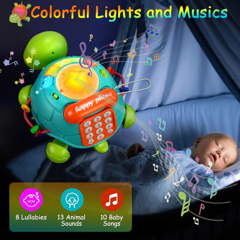 6 12 Tummy 7 8 9 10+ 4 5 6 12 Musical Turtle Baby Toys to Months, Infant Light up Music Toys Time Development, Crawling
