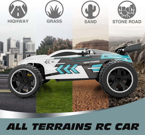 Tecnock RC Racing Car, 2.4GHz High Speed Remote Control, 1:18 2WD Toy Cars for Boys & Girls, White