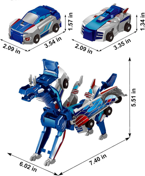 2 Aimery Collision Transforming Dinosaur Car Toy, Magnetic Cars Convert into Dinosaur Toys,Dino Robot Toy, Boys
