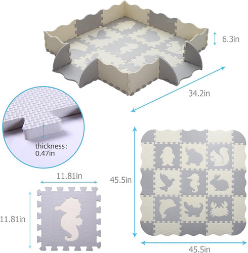 Kids25Pcs FenceAnimal-CSH039 Foam Play Mat for Square Interlocking Puzzle Floor MatBaby Play Mat Floor Mat Foam Puzzle