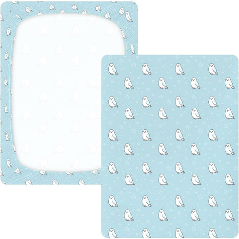 miaozhen 1 Pack 52x28 Cotton Baby Crib Sheets Soft Stretchy Cute Animal Hawk Star Pastel Blue Muslin Toddler Crib Sheet