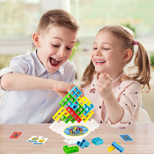 Tetra Tower Balancing Stacking Toys - 48PCS Board Games for Kids & Adults, Team Building Blocks STEM Toy
