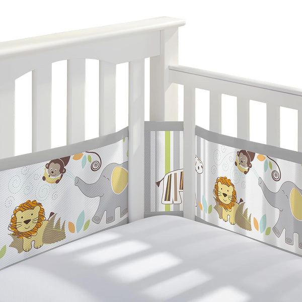 BreathableBaby Breathable Mesh Liner for Full-Size Cribs, Classic 3mm Mesh, Safari Fun
