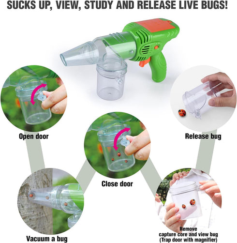 Bug Catcher Kit for Kids - Outdoor Explorer Toys with Vacuum Catcher Gun, Habitat, and Observation Cup for Ages 4-8