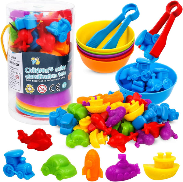 Counting Transport Matching Game with Rainbow Bowls, Color Sorting & Sensory Training for Preschool Learning