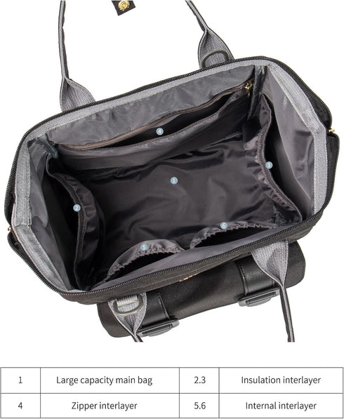 MEYTEILAY Diaper Bag Tote Baby Changing Bag Large Baby Bags for Mom Multifunction Travel Nappy Bag Small Black