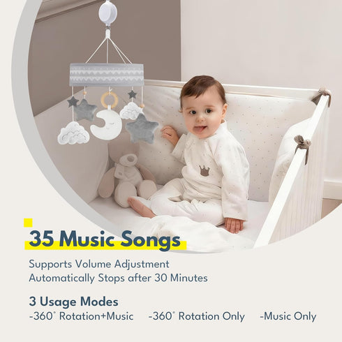 35 Lovvie & Joy Baby Crib Mobile,Mobile for Crib with Lullabies and Stuffed Hanging Toys for Newborns Boys