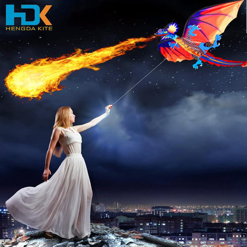 HENGDA KITE Upgrade Classical Dragon Kite, 55"x62" Stereoscopic Easy to Fly for Kids & Adults