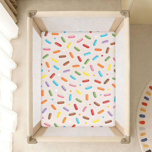 CZXW 52" 28" Cartoon Sprinkles Crib Sheets Fitted x Natural Cotton Soft & Breathable for Baby Crib Mattress