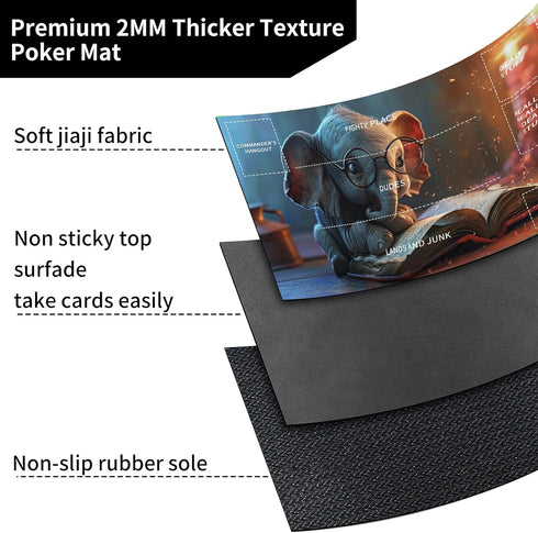 Playmat for MTG, Stitched Card Playmat with Magic Zones for TCG and Board Games, 24 x 14 inches - Reading Elephant
