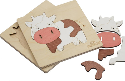 Happy Cow Wooden Puzzle for Kids - 5 Piece Jigsaw Puzzle for Preschool Learning Toys for Ages 3+