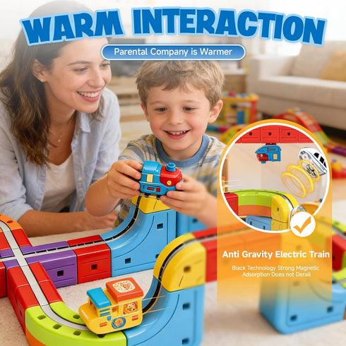 ESSVEIGQUA Set- 3 4 5 6 7 8,stem Toddlers,3D Design,98 Pcs/2 Electric Magnetic Train Toys Flexible Race Track for Kids
