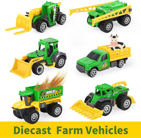 6pcs Set, 3 Oriate Kid Diecasting Farm Car Toys Harvester, Transporter, Truck, Sprayer Small Farm Toys, Mini Cars Model