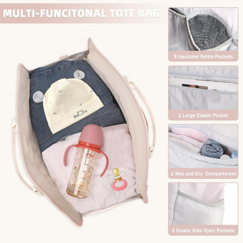 Mommy BOLOSTA Diaper Bag Tote for Women, Diaper Bag Tote with Changing Pad, Large Capacity Bag for Hospital