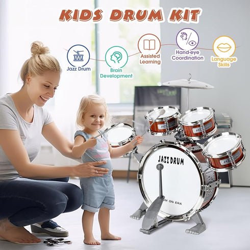 Set 5 3 4 5 3-5 Toy Drum for Toddler Kids | Jazz Drum Kit with Drums Percussion Musical Instruments Toys for Year Old