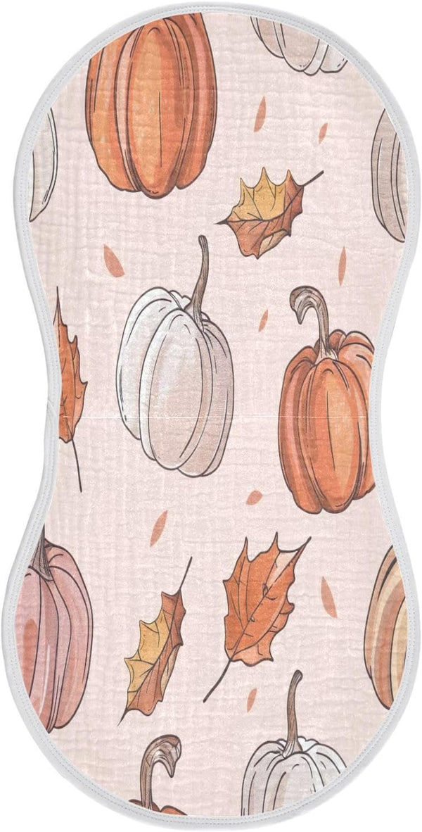 YETTASBIN Thanksgiving Pumpkin Muslin Baby Burp Cloth, Super Soft Absorbent Cotton Burp Rag