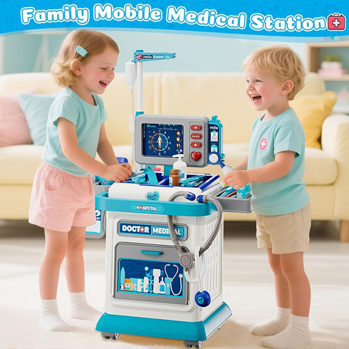 3-5, Set 3 4 5, Doctor Kit for Toddlers Pretend Doctors Play with Cart, Costume and Stethoscope for Kids Aged Role Play