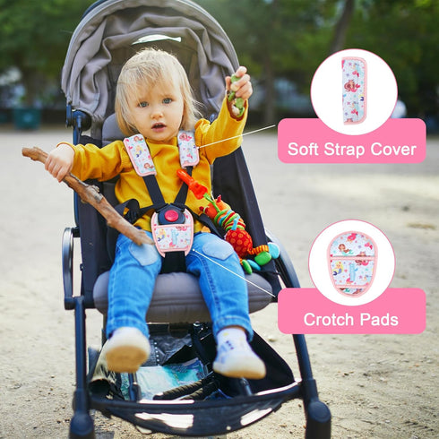 Amintiri 3 Pieces Car Seat Straps Pads for Kids, Ultra Soft Plush Car Seat Strap Covers for Kids, Infant Carseat