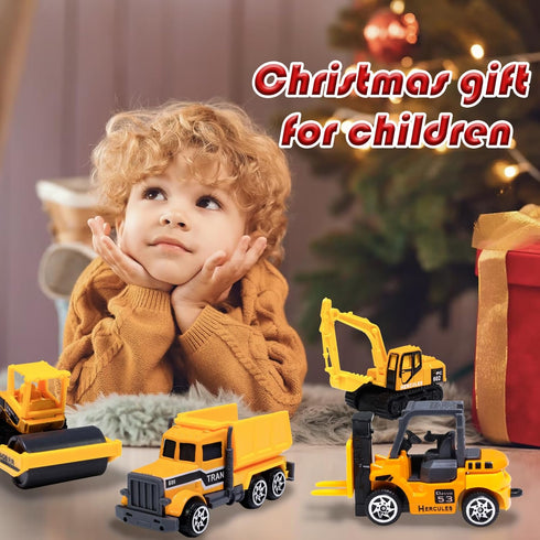 6PCS/Set bulldozers, 3 Oriate Construction diecast car, Including Forklift, Excavator & Other Educational Indoor