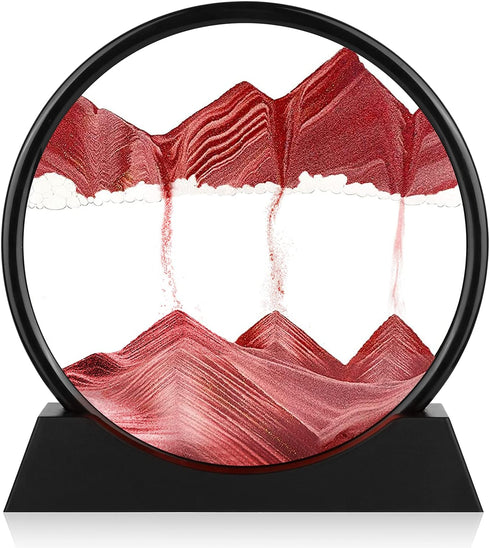 Herecanli Moving Sand Art Picture - 3D Quicksand Painting Decor - Round Glass