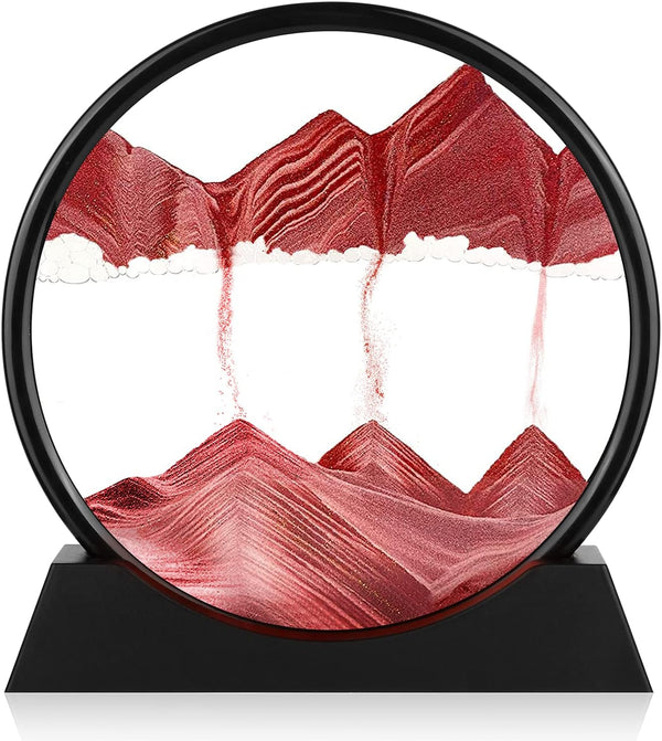 Herecanli Moving Sand Art Picture - 3D Quicksand Painting Decor - Round Glass