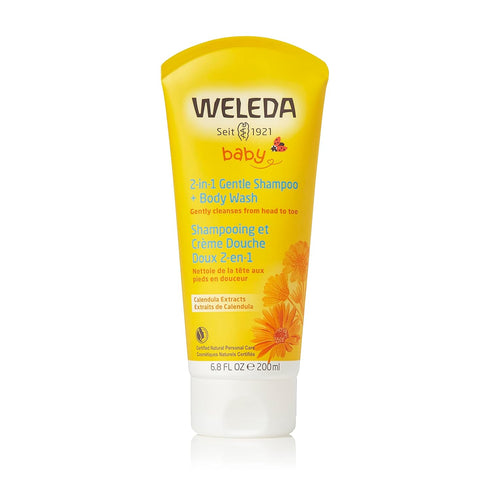 Weleda Baby Calendula 2-in-1 Gentle Shampoo and Body Wash - Plant Rich Cleanser, 6.8 Fluid Ounce