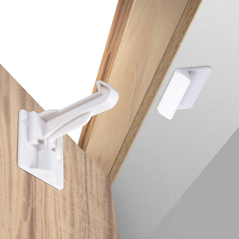 Upgraded Invisible Baby Proofing Cabinet Latch Locks - 10 Pack, No Drilling Required, Works with Most Cabinets