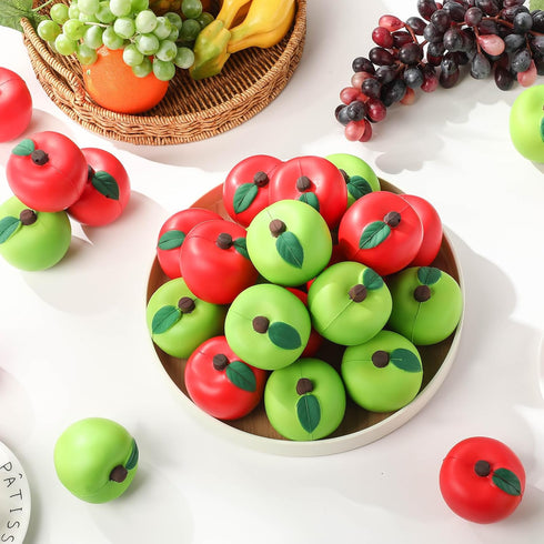 30 Supplies(2.8 Inch) Chalyna Pieces Fruit Stress Ball Red and Green Fruit Stress Relief Squeeze Balls Squeeze Finger