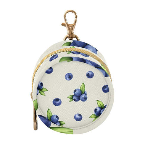Blue Berry Round Pacifier Storage Case with Zipper, Portable Pacifier Case for