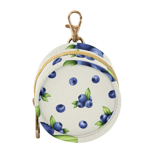 Blue Berry Round Pacifier Storage Case with Zipper, Portable Pacifier Case for
