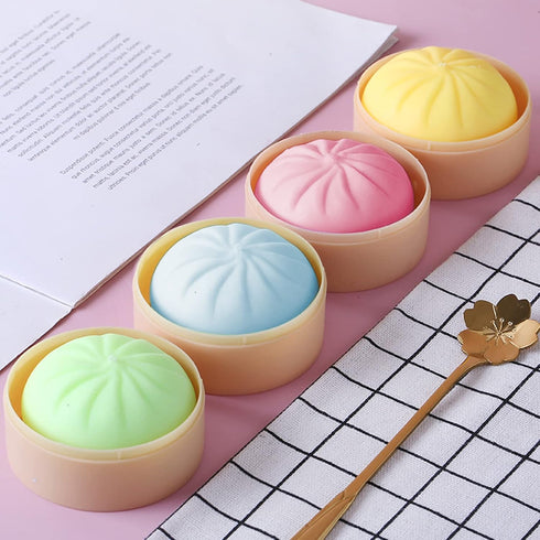 4 PCS Colorful Dumpling Stress Balls, Fidget Sensory Toy for Stress Relief, Squeeze Dough Ball Hand Toy
